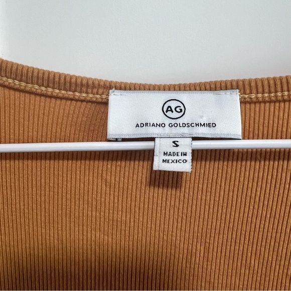 ADRIANO GOLDSCHMIED Ribbed Rust Yellow Flutter Sleeve Tee, Excellent Condition - Picture 5 of 5